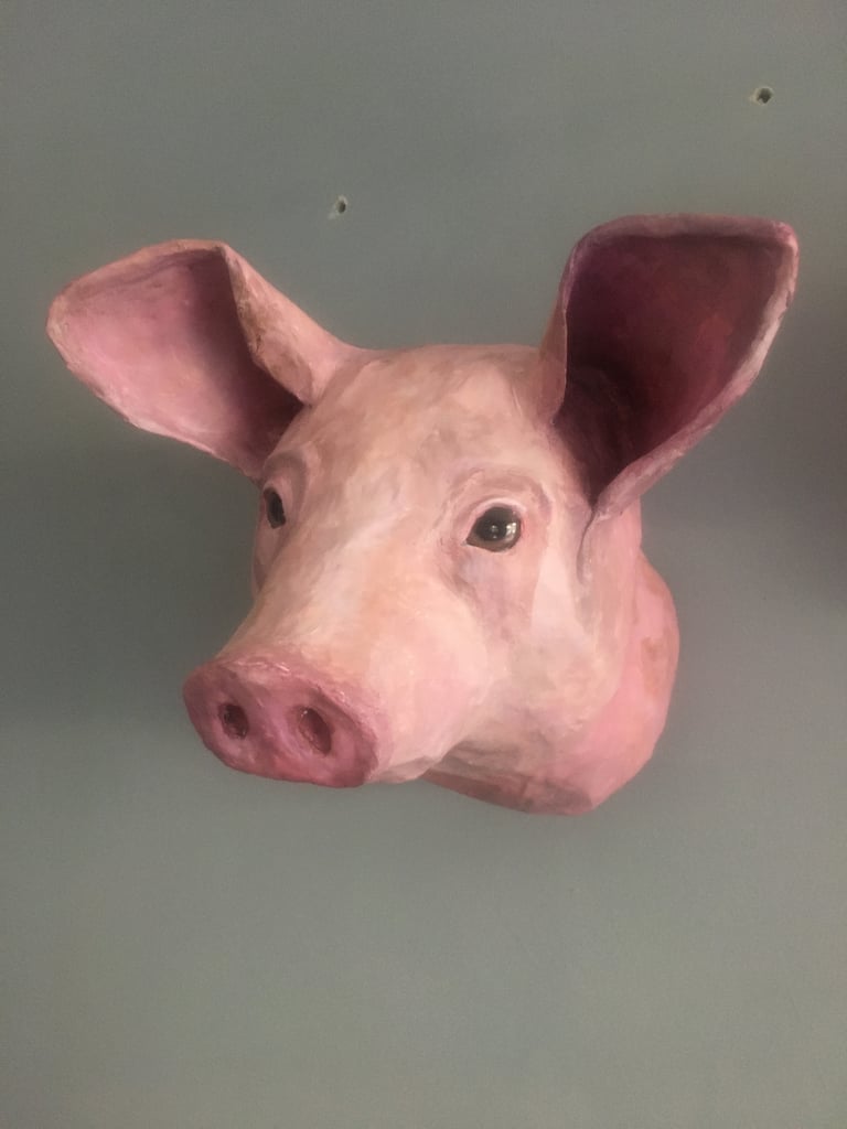 Paper Mache Pig Head | Victoria Stanway Artist